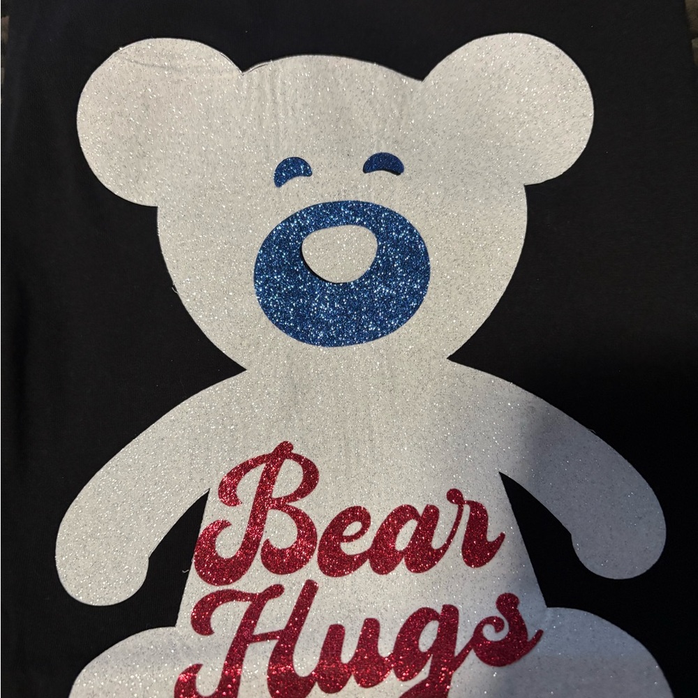 Black T-Shirt with Glitter Bear Design